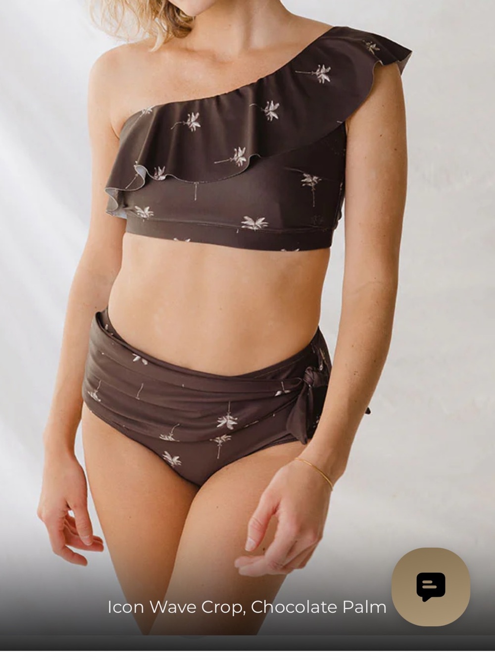 Albion fit One-Shoulder Ruffle Bikini Top & bottoms in Sage Green